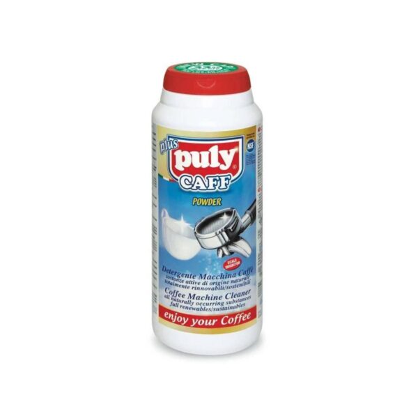 Puly Caff Powder Espresso Machine Cleaner: , safe for food-contact surfaces, easy-to-use, effective in cold water, non-corrosive, and eco-friendly.