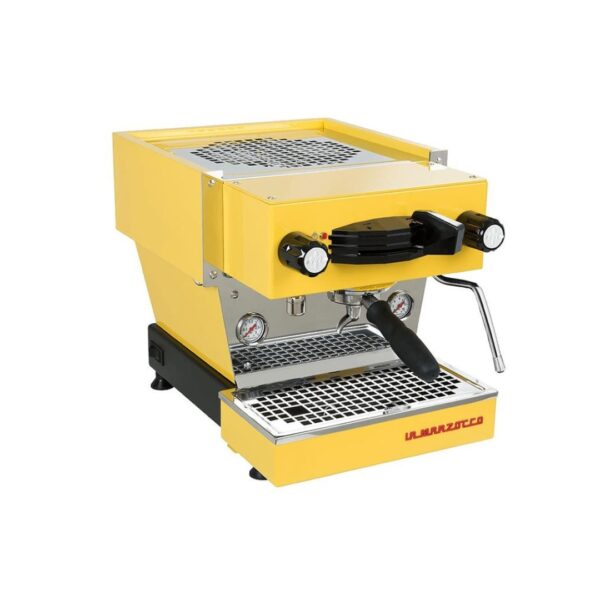 La Marzocco Linea Mini 1 Group Espresso Machine - Yellow. Compact design with semi-automatic paddle and dual boiler system. Perfect for home kitchens and small cafes seeking exceptional espresso quality.