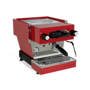 La Marzocco Linea Mini 1 Group Espresso Machine - Red. Compact design with semi-automatic paddle and dual boiler system. Perfect for home kitchens and small cafes seeking exceptional espresso quality.