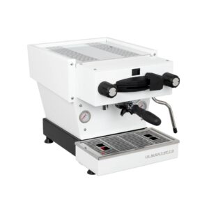 La Marzocco Linea Mini 1 Group Espresso Machine - White. Compact design with semi-automatic paddle and dual boiler system. Ideal for home kitchens and small cafes.