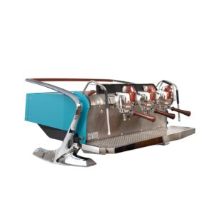 Slayer Steam LP 3 group - turquoise blue espresso machine in a sleek, modern design, ideal for specialty coffee preparation.