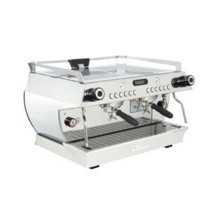 La Marzocco GB5X AV 2 Group Espresso Machine - Classic European design with dual PID, dual boiler, and integrated scales. Perfect for high-performance cafes prioritizing temperature stability and efficiency.