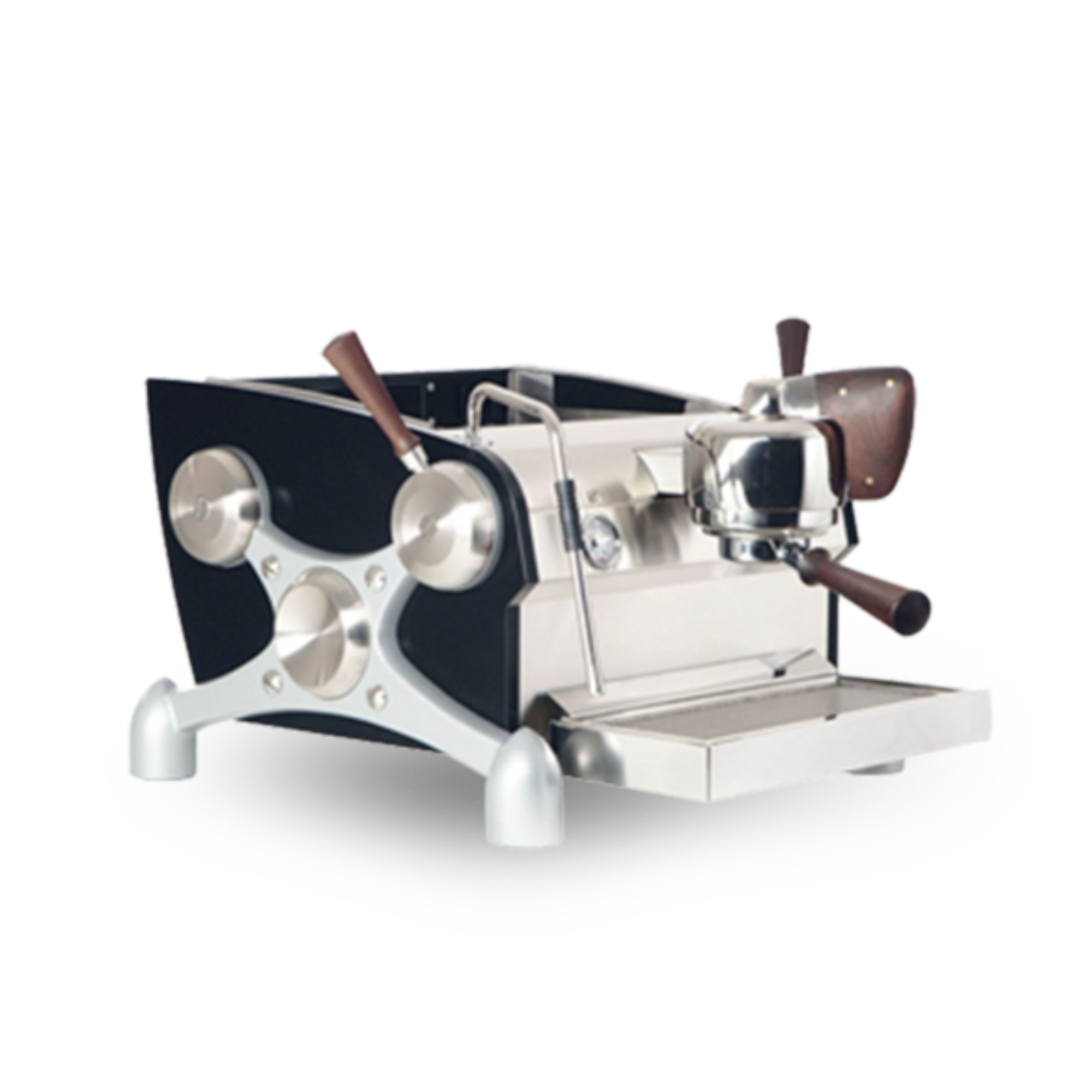 Stainless steel espresso machine with built-in grinder and steam wand